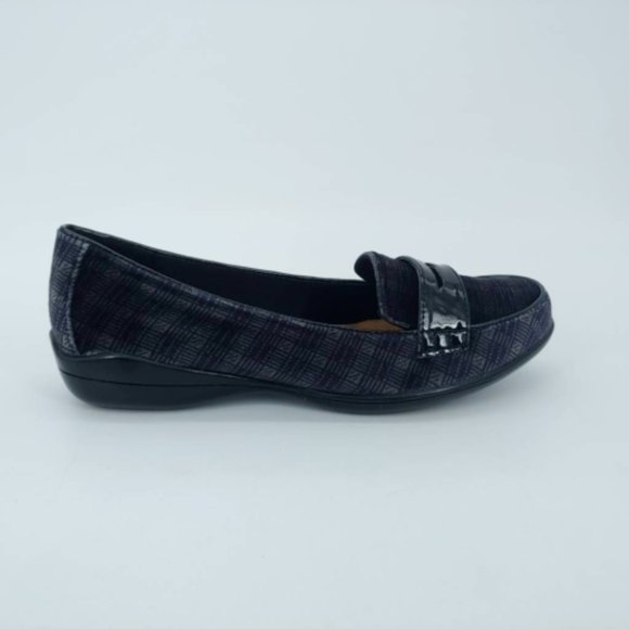 Soft Style Womens Daly‎ Penny Loafer Shoes Black Plaid Moc Toe Slip On 6 M - Picture 1 of 10